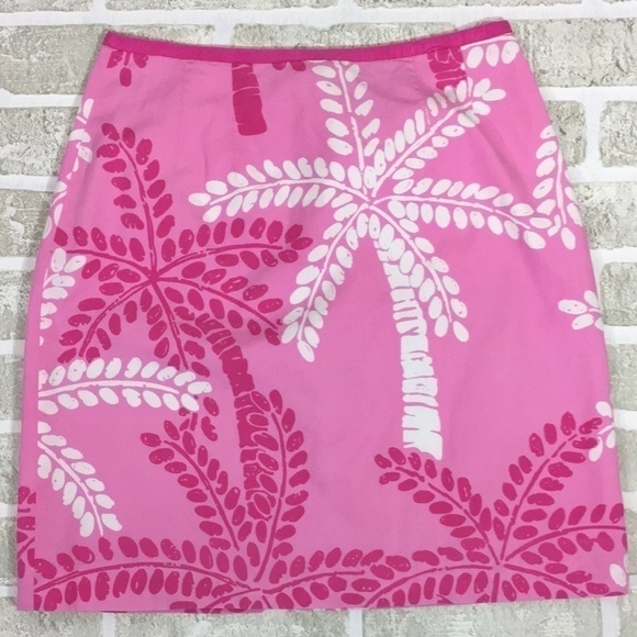Lilly Pulitzer Skirt Size 2 Pink Tropical Palms - Picture 1 of 5